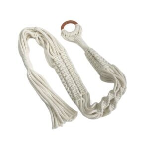 Kwietnik wiszący makrama ecru biały