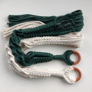 Kwietnik wiszący makrama ecru zielony