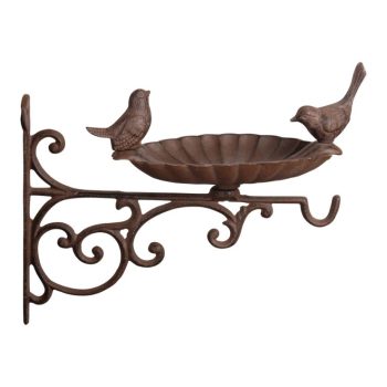 Karmnik dla ptaków poidełko żeliwne z wieszakiem i ptaszkami