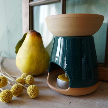 Kominek do wosków ceramiczny w kolorze butelkowej zieleni