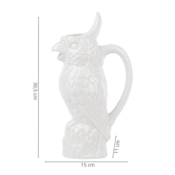 Konewka porcelanowa wazon w kształcie papugi biała ceramika wymiary