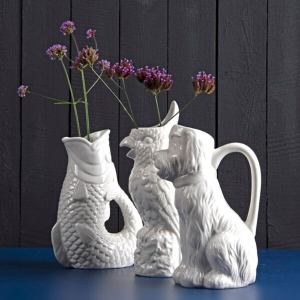 Konewka porcelanowa w kształcie psa, ryby, papugi wazon na kwiaty