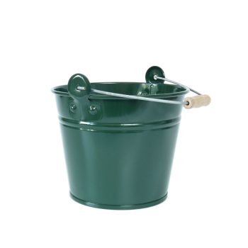 Małe wiaderko metalowe 1,5 l ciemnozielone
