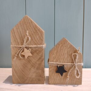 Drewniane domki dekoracyjne zestaw 2 szt