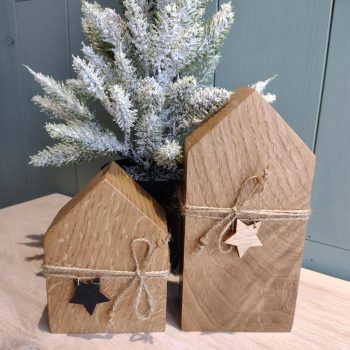Drewniane domki dekoracyjne zestaw świąteczny
