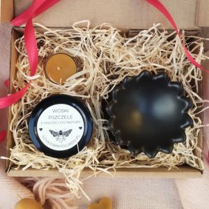 Zestaw kominek i woski na prezent lawendowe
