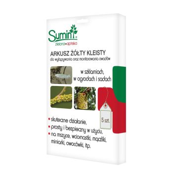 Żółte tablice lepowe arkusze A4 5szt Sumin