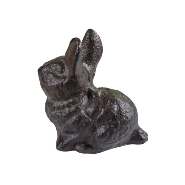 Żeliwny zajączek mała figurka do ogrodu