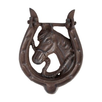 Kołatka żeliwna do drzwi koń z podkową